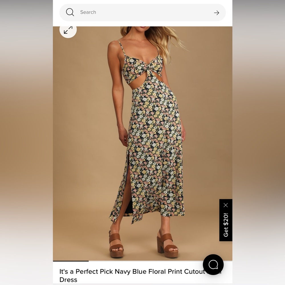 Lulu’s floral cutout midi - size medium NWT